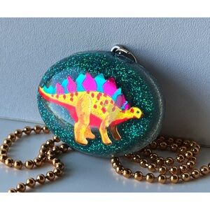 Pink Dinosaur Resin Pendant Necklace Jewelry